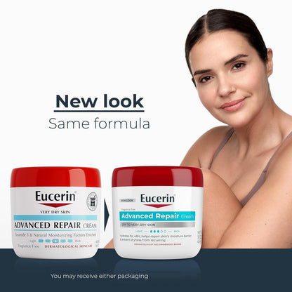 Eucerin Advanced Repair Body Cream, Urea Enriched, Unscented Body Cream for Dry Skin With Triple Moisturizing Complex, 8 OZ Tube