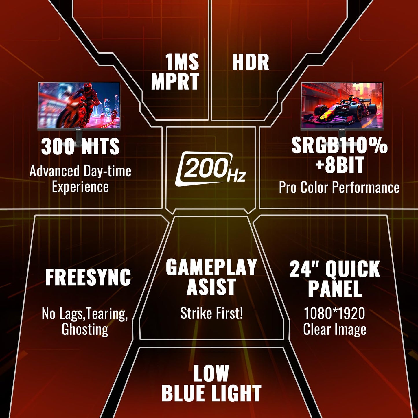 SANSUI 27 Inch Curved 240Hz Gaming Monitor FHD 1080P, 1500R Curve Computer Monitor, 130% sRGB, 4000:1 Contrast, HDR, FreeSync, MPRT 1Ms, Low Blue Light, HDMI DP Ports, Metal Stand, DP Cable Incl.