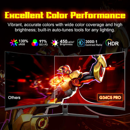 SANSUI 34 Inch 240Hz Ultrawide Curved Gaming Monitor UWQHD 3440×1440, 21:9 2K Curved Monitor 1500R,HDR400,Fast VA, PIP/PBP,AI Crosshair,AIPQ(Visual Enhance),MPRT 1ms,HDMI2.1 * 2,DP1.4 * 2