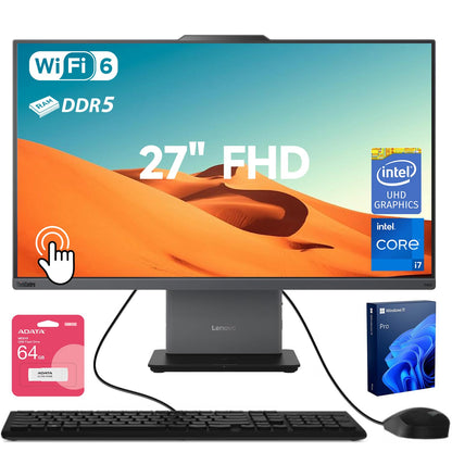 Lenovo ThinkCentre Neo 50a All-in-One Business Desktop, 27” FHD 100Hz Touchscreen, Intel Core i7-13620H, 32GB DDR5, 1TB SSD, Webcam, HDMI, Wi-Fi 6, Wired KB & M, Win 11 Pro, Adata Flash Drive Bundle