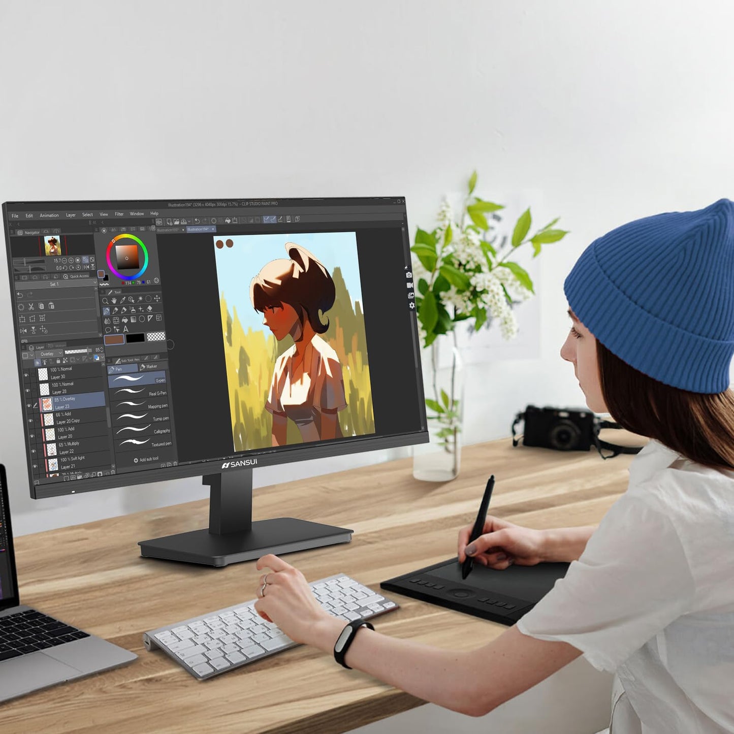 SANSUI 27 Inch Curved Gaming Monitor 180Hz 1ms with Speakers FHD 1080P Computer Monitor FreeSync|1500R|130% sRGB|HDR|Low Blue Light|HDMI DP Ports|VESA Mount|Metal Stand(ES-G27C1 HDMI Cable Incl.)