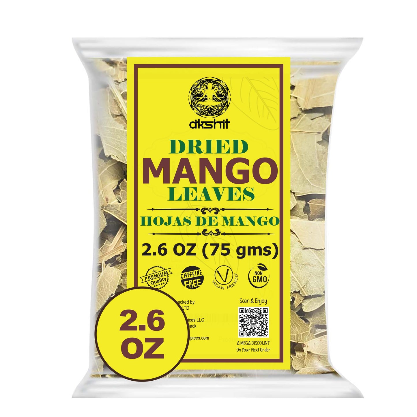 Akshit Moringa Leaves, 2.6oz, Dried From Fresh MoringaOleifera Leaves, Hojas De Moringa Secas, Loose Leaf Tea, Drumstick Tree Leaf, Non-GMO