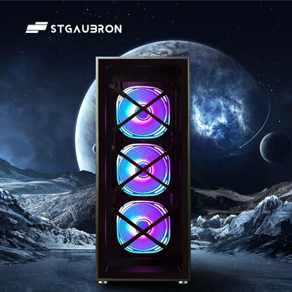 STGAubron RGB Desktop PC Computer, AMD Ryzen 5 3400G up to 4.2GHz, 16G DDR4, 512G SSD, WiFi 6 & BT 5.2, RGB Fan x6, RGB Keyboard & Mouse, Windows 11 Home