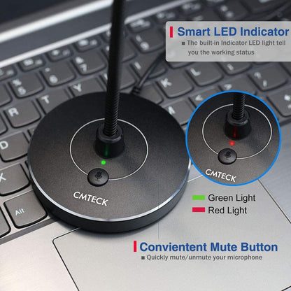 CMTECK USB Computer Microphone, Microphone for pc with RGB Light, Mute Function, Noise-Cancelling Recording Desktop Mic for Laptop for Online Chatting, Home Studio, Podcasting, Gaming, Skype, YouTube