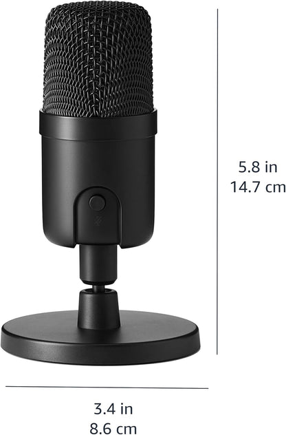 Amazon Basics Condenser Microphone for PC, Cardioid Pickup, USB Mic for Streaming, Recording, and Podcasting, 360° Adjustable Stand, Plug and Play, 5.8" x 3.4", Black