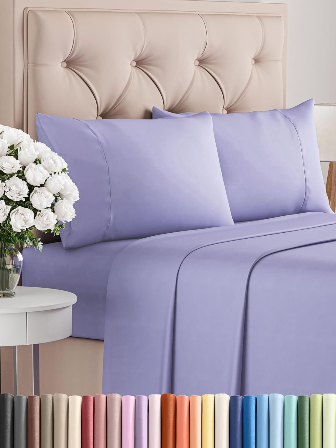 Queen 6 Piece Sheet Set - Cooling Sheets for Hot Sleepers - Hotel Luxury Bedding Set with 8-16 Inch Deep Pockets - 1 Flat & 1 Fitted & 4 Pillowcases - Ultra Soft, Easy Care and Wrinkle Free - White