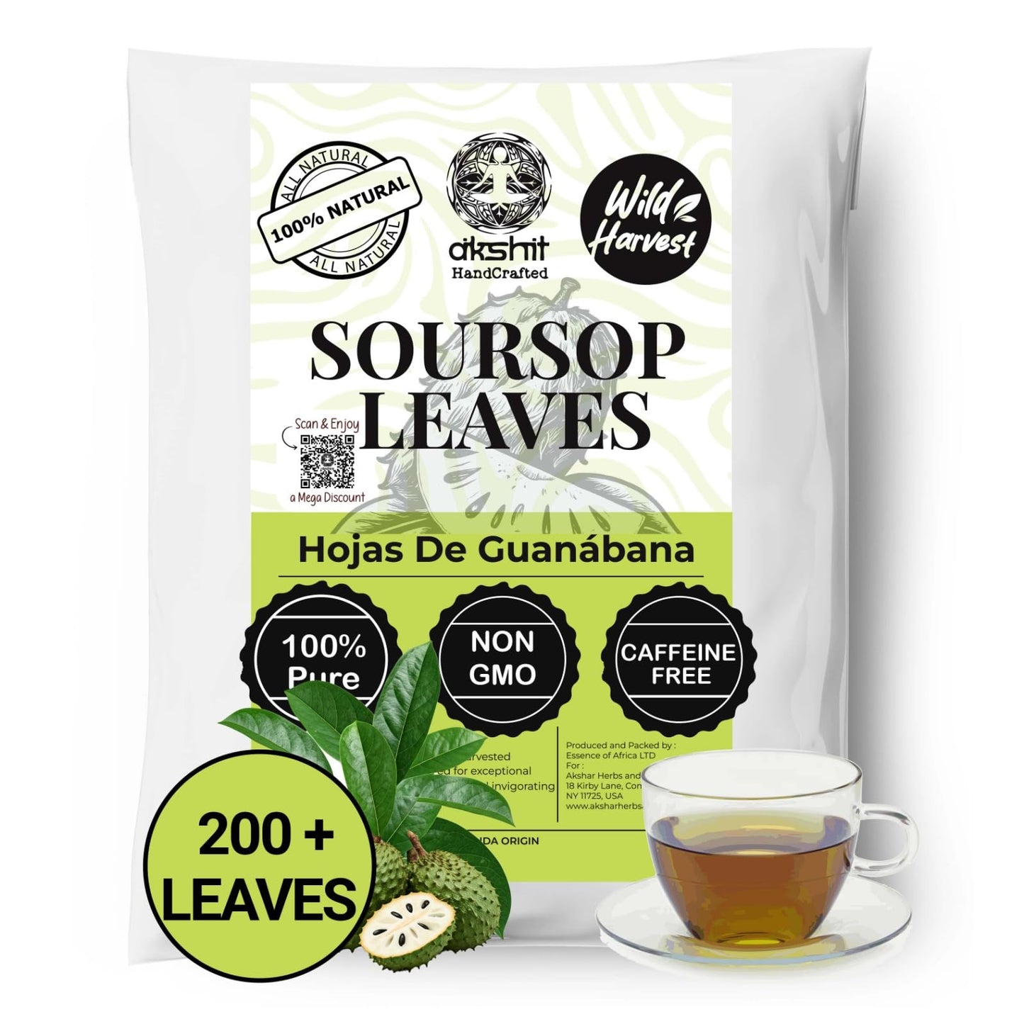 Akshit Moringa Leaves, 2.6oz, Dried From Fresh MoringaOleifera Leaves, Hojas De Moringa Secas, Loose Leaf Tea, Drumstick Tree Leaf, Non-GMO