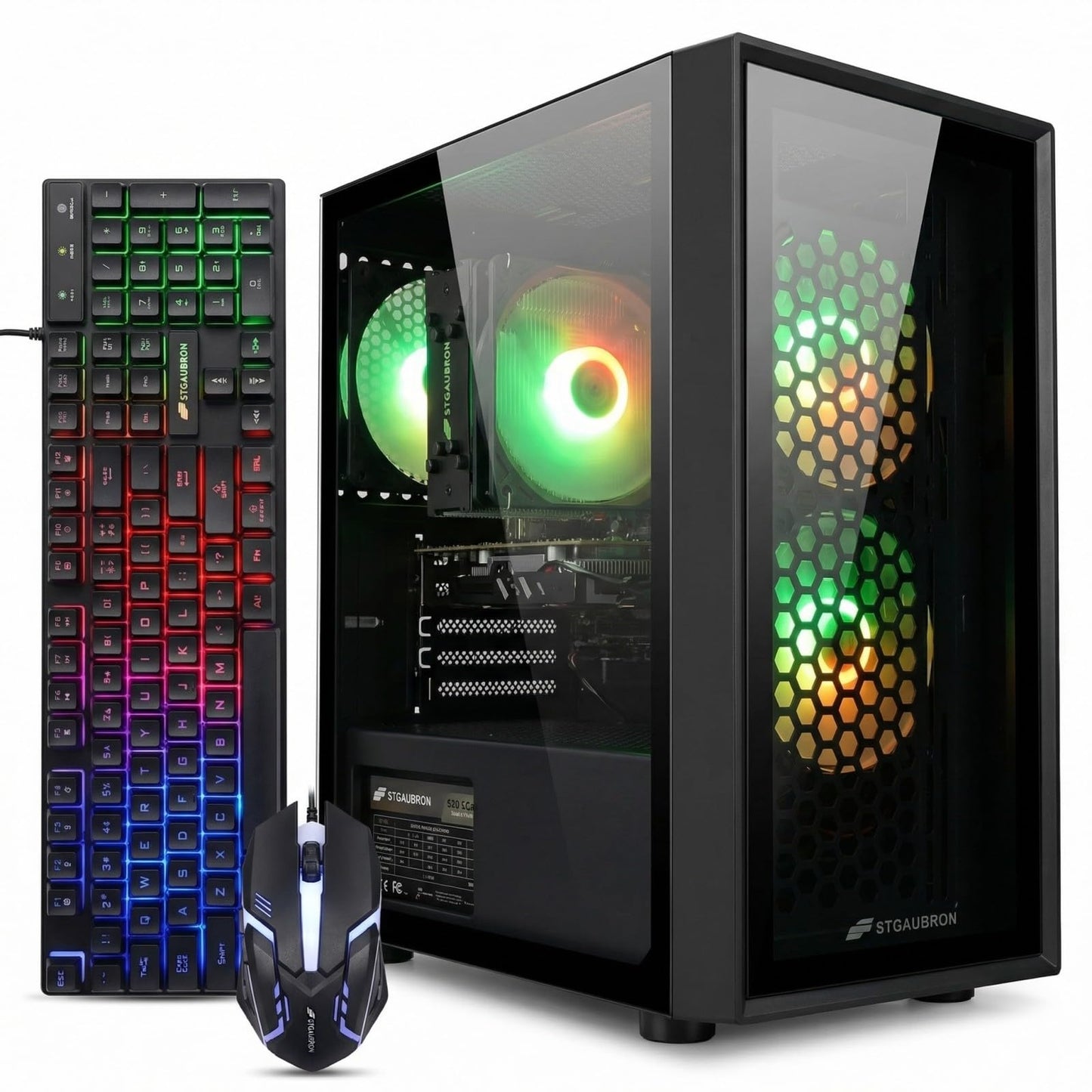 STGAubron Gaming PC Computer Desktop, Intel Core i7 8th Gen up to 4.1G, GeForce RTX 3050 6G, 16G DDR4, 512G SSD, WiFi 6, BT 5.2, RGB Fan x4, Windows 11 Home