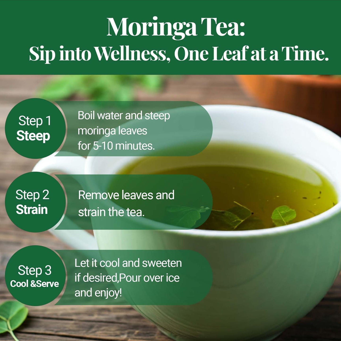 Akshit Natural Moringa Leaves, Dried From Fresh Leaves, MoringaOleifera Leaf Tea, Caffeine Free, Hojas De Moringa Secas, Non GMO. 2.6oz.