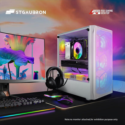 STGAubron Gaming PC Computer Desktop, Intel Core i7 8th Gen up to 4.1G, GeForce RTX 3050 6G, 16G DDR4, 512G SSD, WiFi 6, BT 5.2, RGB Fan x4, Windows 11 Home
