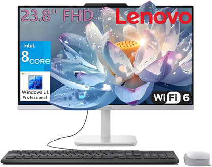 Lenovo 24 All-in-One Desktop Computer for Home Office, 32GB DDR4 RAM, 1TB PCIe SSD, Intel Processor 8-Core (Beat i5-1140G7), 23.8" FHD AIO, WiFi 6, Bluetooth, RJ-45, HDMI, Windows 11 Pro, AZ-XUT