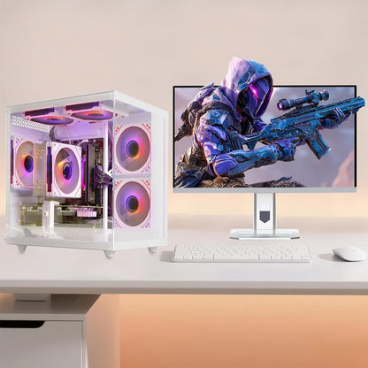 suevery Prebuilt Gaming PC Desktop, Ryzen 7 5700X (8-Core/16-Thread, Up to 4.6GHz), RTX 3050 6GB, 16GB DDR4 RAM, 512GB NVMe SSD, WiFi6, 4K Editing Streaming VR,High End Computer Tower White
