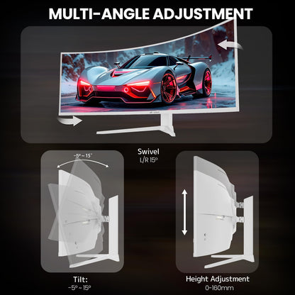 CRUA 45" Curved Gaming Monitor, 240Hz DQHD 5120×1440 UltraWide 32:9 VA Screen Computer Monitors, 120% sRGB,1500R, AMD FreeSync Compatible, Built-in Speakers, HDMI 2.1 & DP 1.4, Wall Mountable – Black
