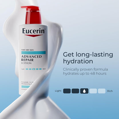 Eucerin Advanced Repair Body Cream, Urea Enriched, Unscented Body Cream for Dry Skin With Triple Moisturizing Complex, 8 OZ Tube