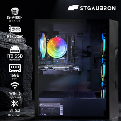 STGAubron Gaming PC Computer Desktop, Intel Core i7 8th Gen up to 4.1G, GeForce RTX 3050 6G, 16G DDR4, 512G SSD, WiFi 6, BT 5.2, RGB Fan x4, Windows 11 Home
