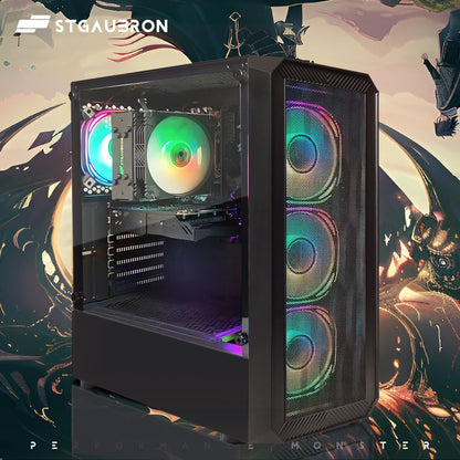 STGAubron Gaming PC Computer Desktop, Intel Core i7 8th Gen up to 4.1G, GeForce RTX 3050 6G, 16G DDR4, 512G SSD, WiFi 6, BT 5.2, RGB Fan x4, Windows 11 Home