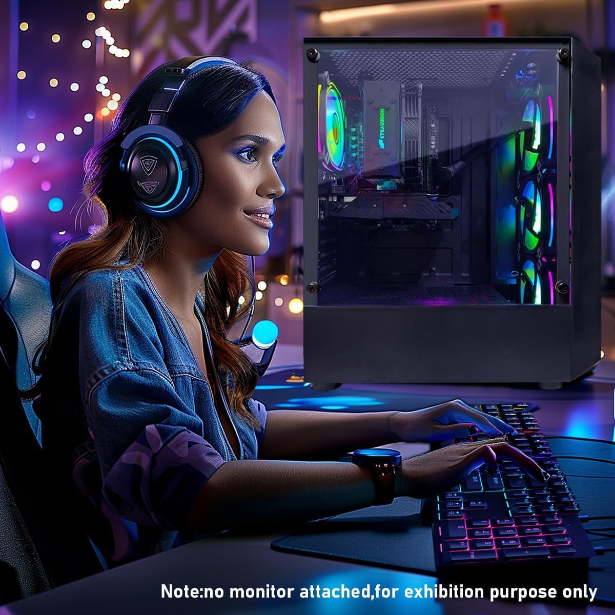 STGAubron Gaming PC Computer Desktop, Intel Core i7 8th Gen up to 4.1G, GeForce RTX 3050 6G, 16G DDR4, 512G SSD, WiFi 6, BT 5.2, RGB Fan x4, Windows 11 Home