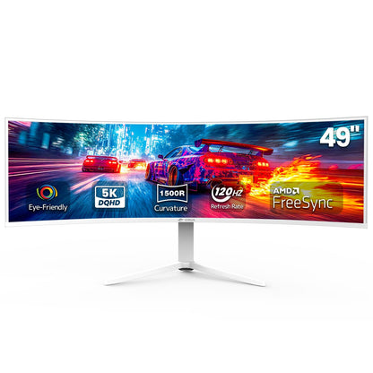 CRUA 45" Curved Gaming Monitor, 240Hz DQHD 5120×1440 UltraWide 32:9 VA Screen Computer Monitors, 120% sRGB,1500R, AMD FreeSync Compatible, Built-in Speakers, HDMI 2.1 & DP 1.4, Wall Mountable – Black