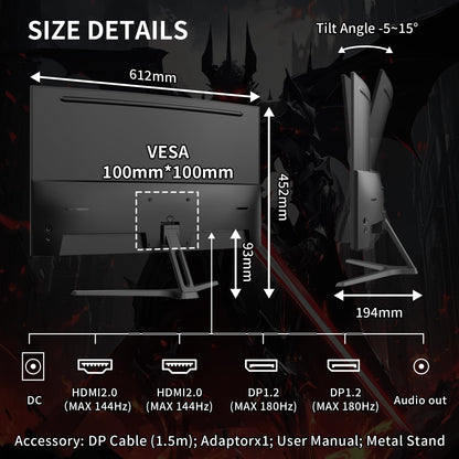 SANSUI 27 Inch Curved 240Hz Gaming Monitor FHD 1080P, 1500R Curve Computer Monitor, 130% sRGB, 4000:1 Contrast, HDR, FreeSync, MPRT 1Ms, Low Blue Light, HDMI DP Ports, Metal Stand, DP Cable Incl.