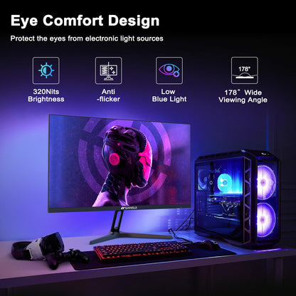 SANSUI 27 Inch Curved Gaming Monitor 180Hz 1ms with Speakers FHD 1080P Computer Monitor FreeSync|1500R|130% sRGB|HDR|Low Blue Light|HDMI DP Ports|VESA Mount|Metal Stand(ES-G27C1 HDMI Cable Incl.)