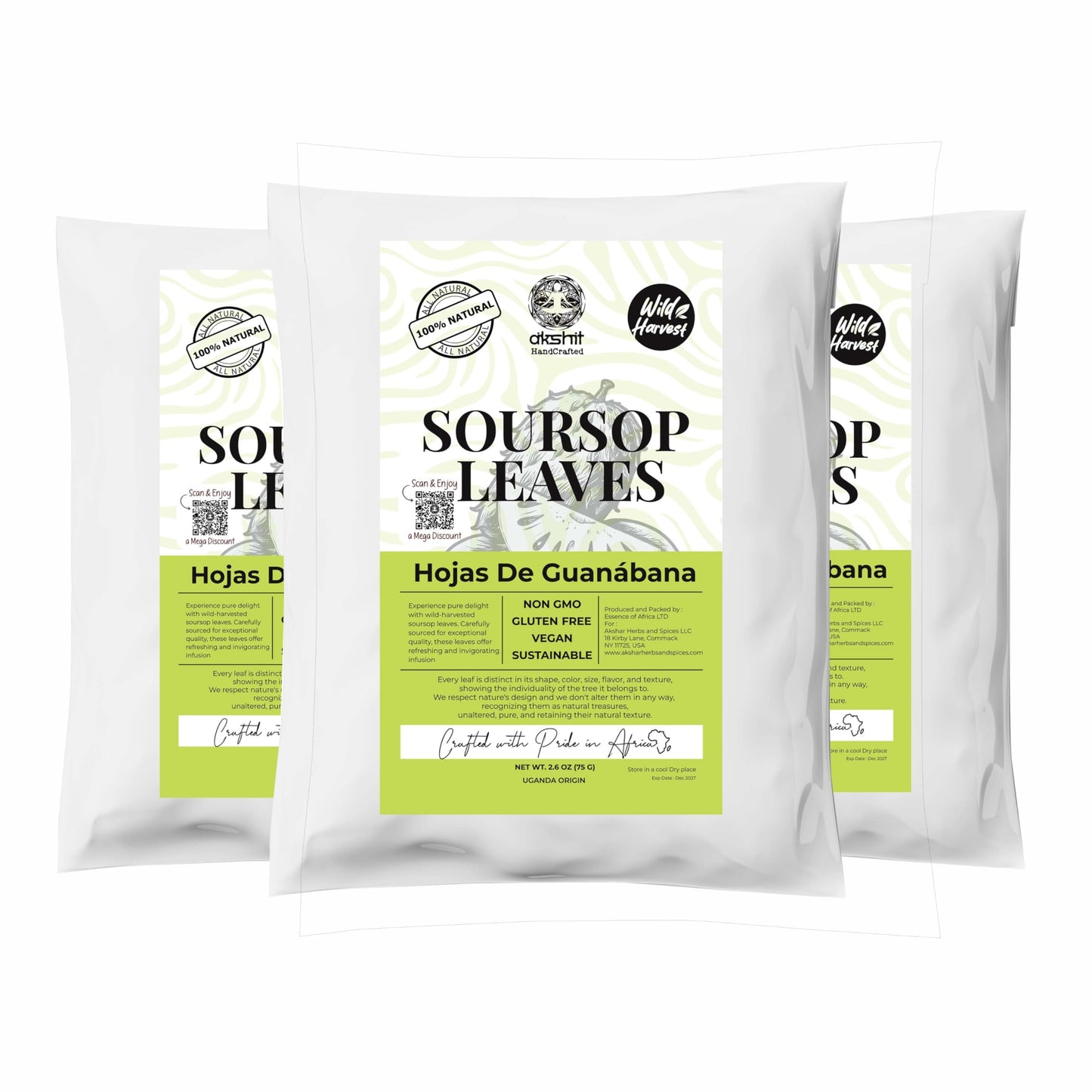 Akshit Moringa Leaves, 2.6oz, Dried From Fresh MoringaOleifera Leaves, Hojas De Moringa Secas, Loose Leaf Tea, Drumstick Tree Leaf, Non-GMO