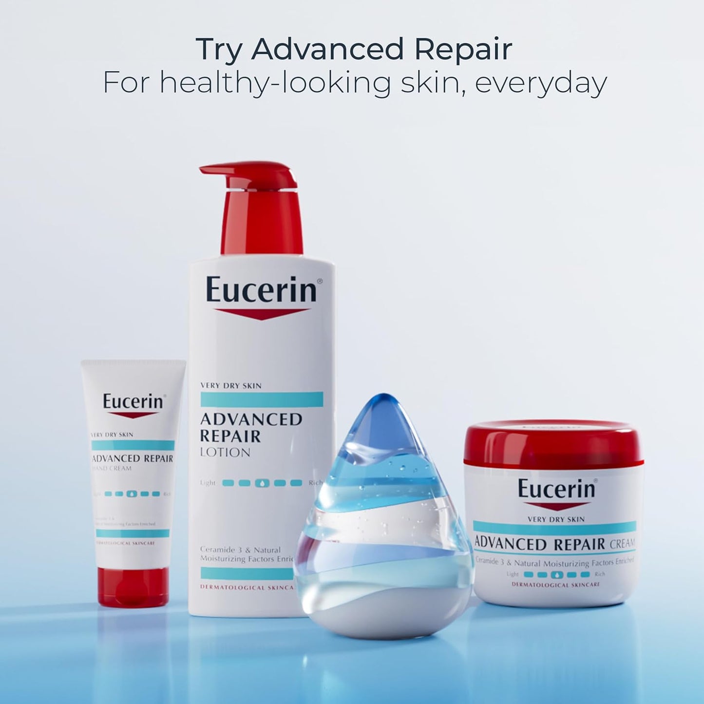 Eucerin Advanced Repair Body Cream, Urea Enriched, Unscented Body Cream for Dry Skin With Triple Moisturizing Complex, 8 OZ Tube