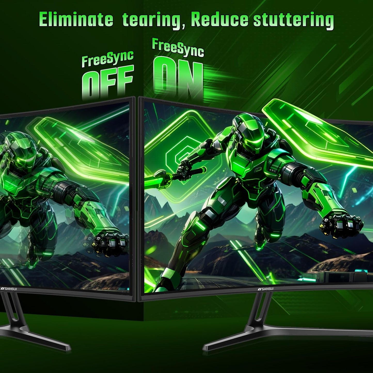 SANSUI 27 Inch Curved 240Hz Gaming Monitor FHD 1080P, 1500R Curve Computer Monitor, 130% sRGB, 4000:1 Contrast, HDR, FreeSync, MPRT 1Ms, Low Blue Light, HDMI DP Ports, Metal Stand, DP Cable Incl.