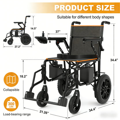 Adult Electric Wheelchair & Mobility Scooter - Lightweight Foldable Suitable for Seniors with 360° Joystick Control, Left/Right Hand Operation, All-Terrain Power Chair, Compact Device for / Use ( -)