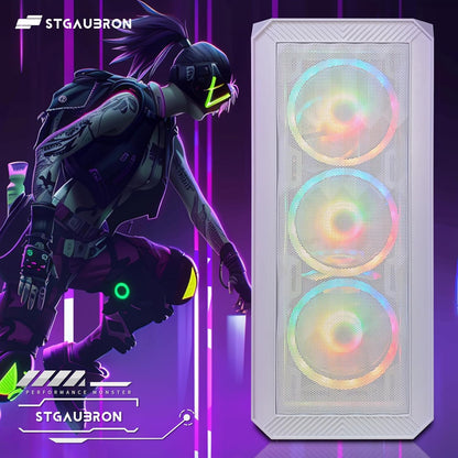 STGAubron RGB Desktop PC Computer, AMD Ryzen 5 3400G up to 4.2GHz, 16G DDR4, 512G SSD, WiFi 6 & BT 5.2, RGB Fan x6, RGB Keyboard & Mouse, Windows 11 Home