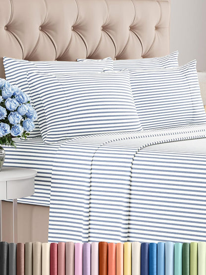 Queen 6 Piece Sheet Set - Cooling Sheets for Hot Sleepers - Hotel Luxury Bedding Set with 8-16 Inch Deep Pockets - 1 Flat & 1 Fitted & 4 Pillowcases - Ultra Soft, Easy Care and Wrinkle Free - White