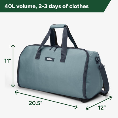 Halfday Convertible 2-in-1 Garment Duffel Weekender Bag 45L | Wrinkle-Free Travel, Hanging Suit Compartment, Shoe Pockets, Trolley Sleeve. Durable & Water-Resistant Carry-On, Hunter