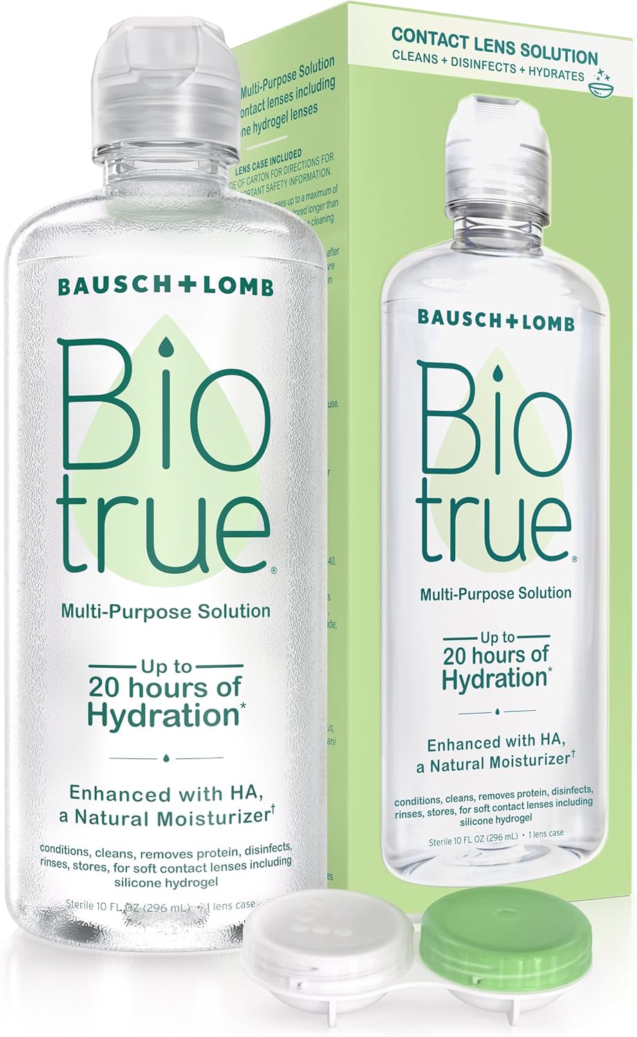 Biotrue Contact Solution, Multi-Purpose Solution with Lens Case, Cleans, Conditions, Hydrates, Disinfects, Removes Protein, Dirt & Debris, Contact Lens Cleaner & Storage, 10 Fl Oz (Pack of 1)