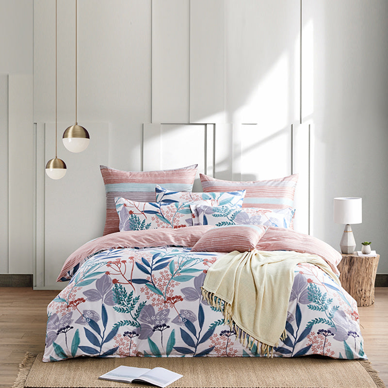4-Piece Long-Staple Cotton Sateen Bed Sheet Set – Reactive Print Floral | 1.5m & 1.8m Bed