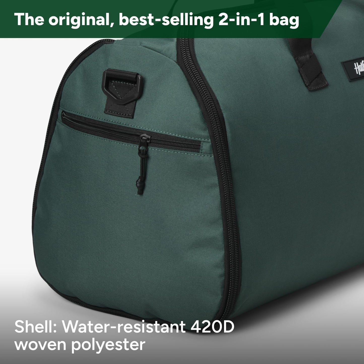 Halfday Convertible 2-in-1 Garment Duffel Weekender Bag 45L | Wrinkle-Free Travel, Hanging Suit Compartment, Shoe Pockets, Trolley Sleeve. Durable & Water-Resistant Carry-On, Hunter