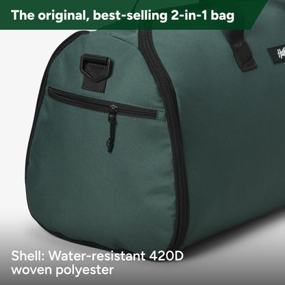 Halfday Convertible 2-in-1 Garment Duffel Weekender Bag 45L | Wrinkle-Free Travel, Hanging Suit Compartment, Shoe Pockets, Trolley Sleeve. Durable & Water-Resistant Carry-On, Hunter