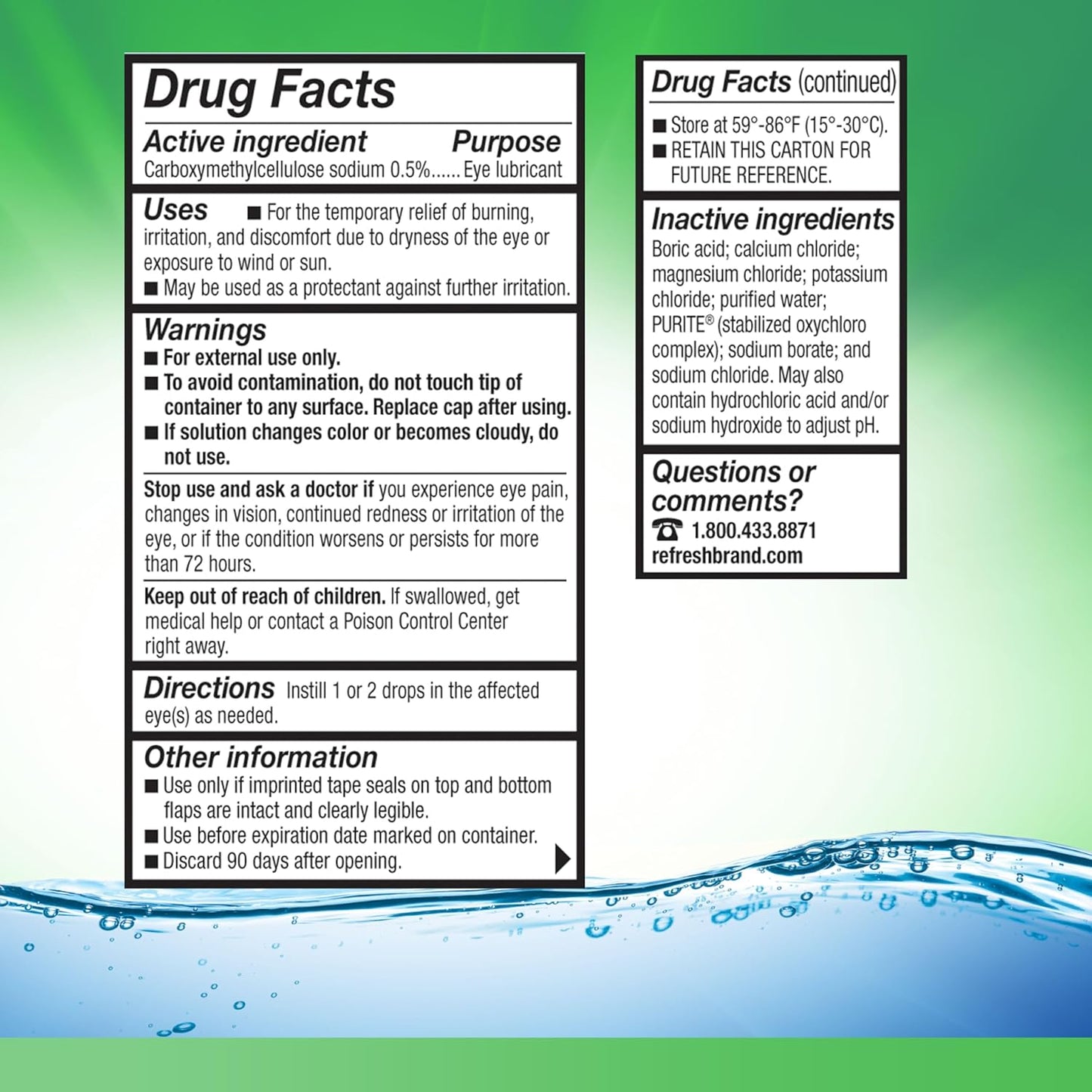 Refresh Tears, Lubricant Eye Drops, 2 Bottles .5 fl oz (15 ml)