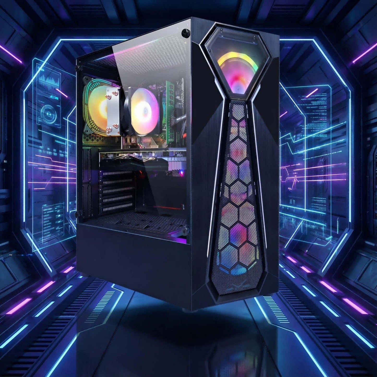 STGAubron Gaming PC Computer Desktop, Intel Core i7 8th Gen up to 4.1G, GeForce RTX 3050 6G, 16G DDR4, 512G SSD, WiFi 6, BT 5.2, RGB Fan x4, Windows 11 Home