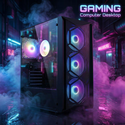 STGAubron Gaming PC Computer Desktop, Intel Core i7 8th Gen up to 4.1G, GeForce RTX 3050 6G, 16G DDR4, 512G SSD, WiFi 6, BT 5.2, RGB Fan x4, Windows 11 Home