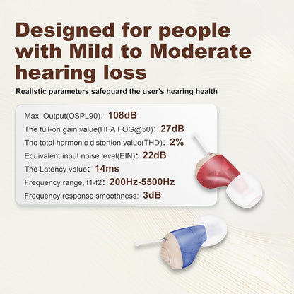 Hearing Aids for Seniors - iadr Hearing Aids for Adults with Advanced Noise Cancellation - Easy Volume Control with Portable Charging Case