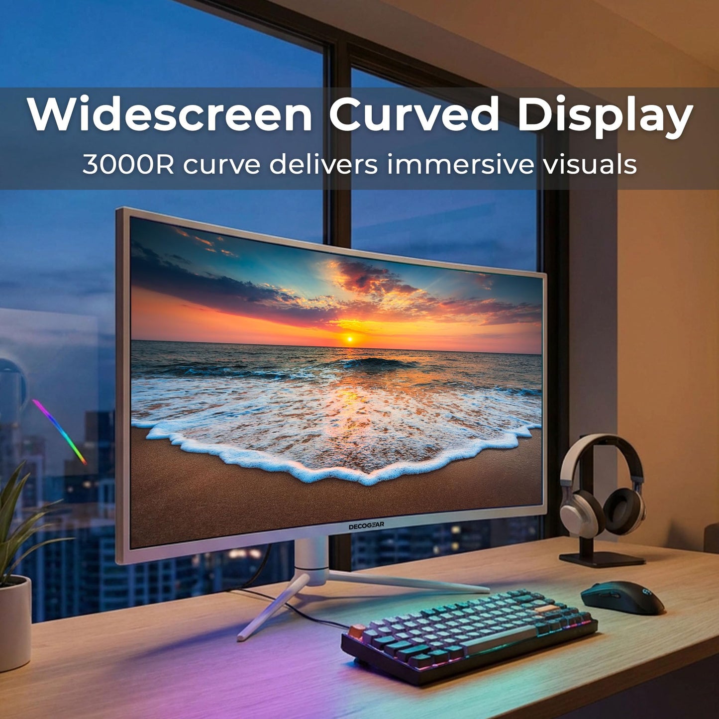 Deco Gear 39" Curved Widescreen Gaming Monitor | 2560x1440 | 1ms MPRT | 165 Hz | 16:9 | HDR400 | 4000:1 | 1 x HDMI | 1 x DisplayPort - Limited Black Edition