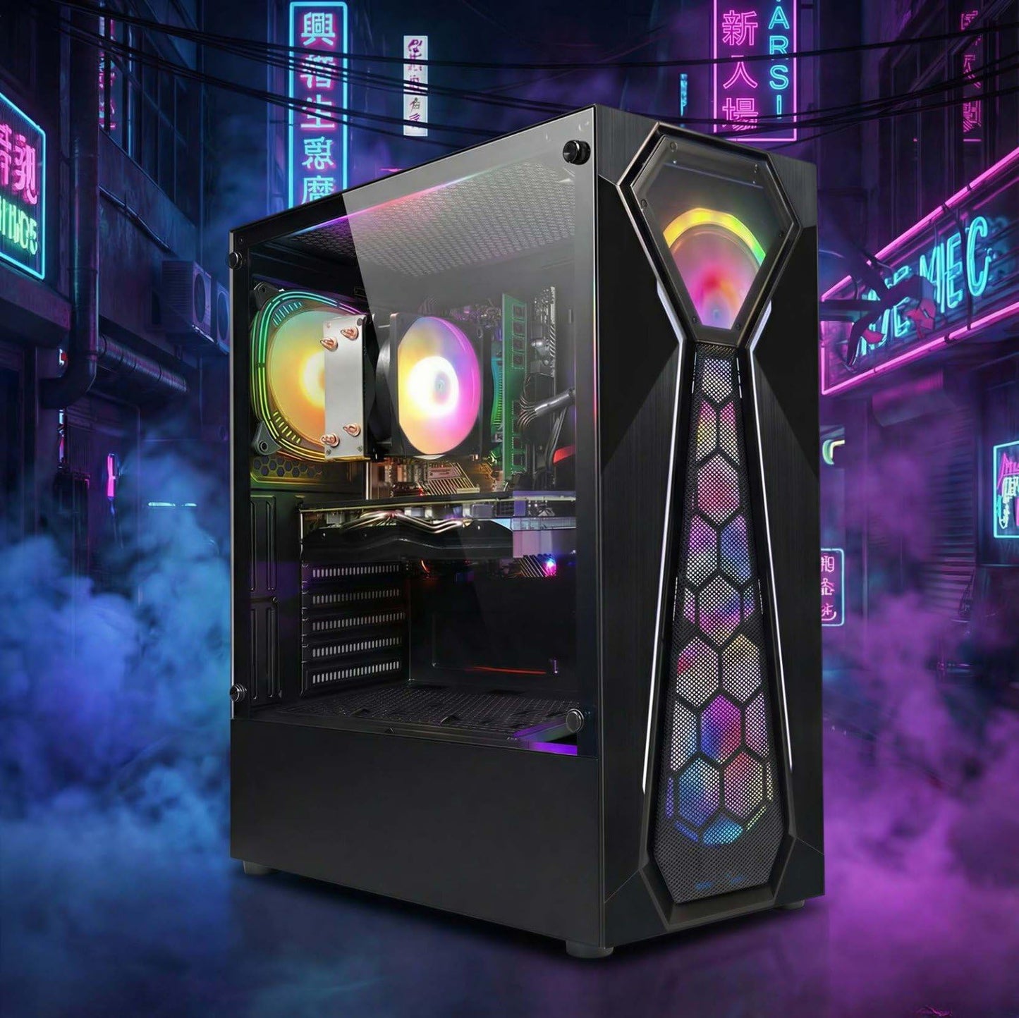 STGAubron Gaming PC Computer Desktop, Intel Core i7 8th Gen up to 4.1G, GeForce RTX 3050 6G, 16G DDR4, 512G SSD, WiFi 6, BT 5.2, RGB Fan x4, Windows 11 Home