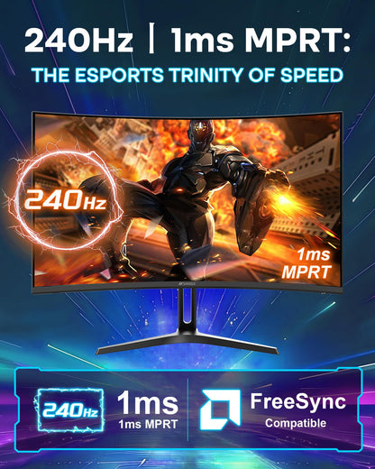 SANSUI 34 Inch 240Hz Ultrawide Curved Gaming Monitor UWQHD 3440×1440, 21:9 2K Curved Monitor 1500R,HDR400,Fast VA, PIP/PBP,AI Crosshair,AIPQ(Visual Enhance),MPRT 1ms,HDMI2.1 * 2,DP1.4 * 2