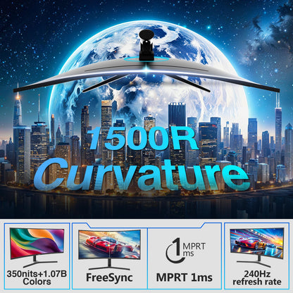 Curved Gaming Monitor Z-Edge 34", WQHD 1440P 240Hz 165Hz Computer Monitor, MPRT 1ms, 21:9 Aspect Ratio, 1500R，16.7M Colors, 4000:1 Contrast, AG34P Edgeless, Height Adjustable 2X DP and 2X HDMI