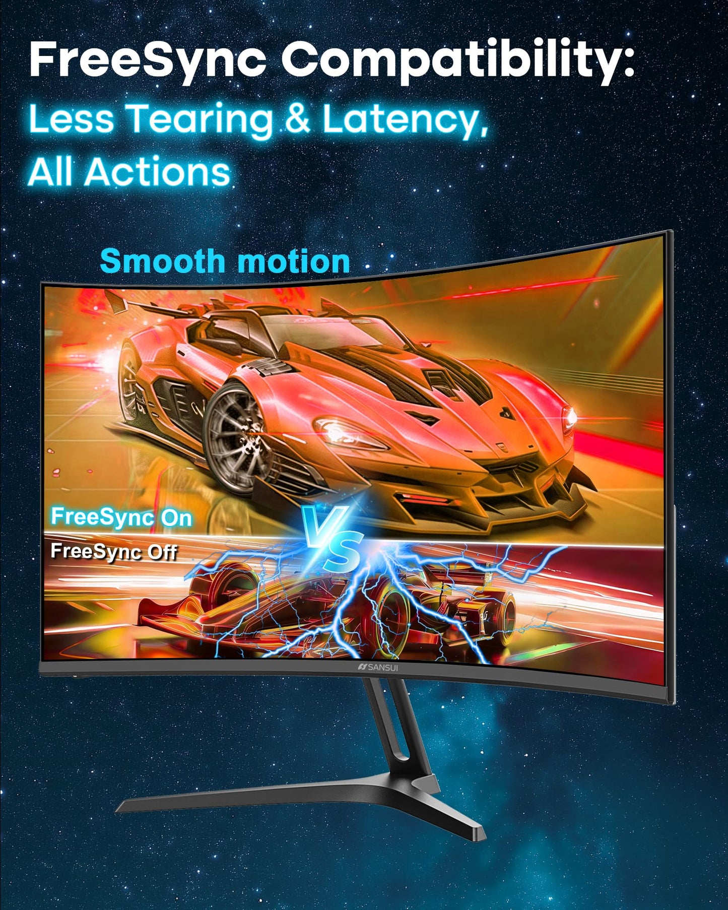 SANSUI 34 Inch 240Hz Ultrawide Curved Gaming Monitor UWQHD 3440×1440, 21:9 2K Curved Monitor 1500R,HDR400,Fast VA, PIP/PBP,AI Crosshair,AIPQ(Visual Enhance),MPRT 1ms,HDMI2.1 * 2,DP1.4 * 2