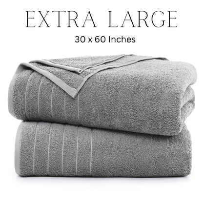 Casa Platino 100% Cotton 2 Pack Bath Towels (30"x60") - Ring Spun Cotton - Large Towels for Bathroom - Quick Drying, Highly Soft & Absorbent Shower Towel Set - Hotel & Spa Quality - White Towel Set