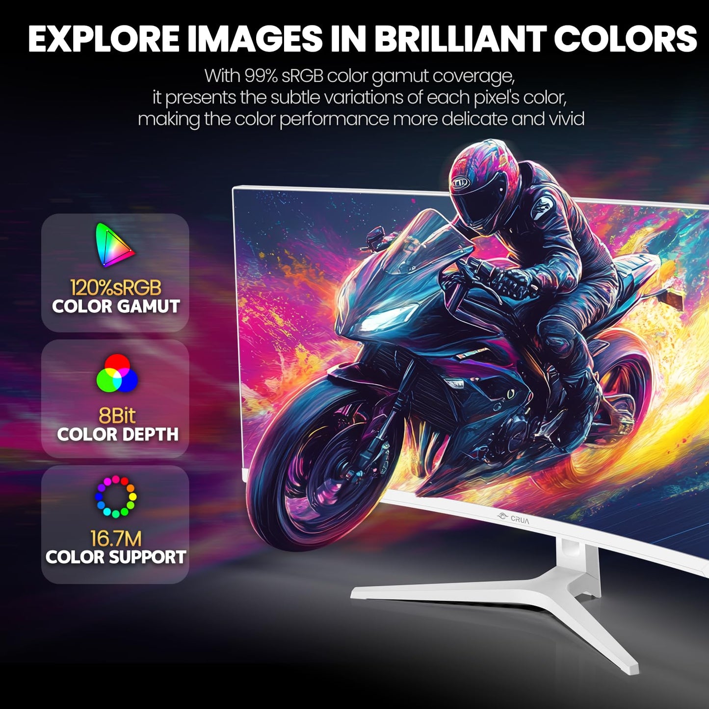 CRUA 45" Curved Gaming Monitor, 240Hz DQHD 5120×1440 UltraWide 32:9 VA Screen Computer Monitors, 120% sRGB,1500R, AMD FreeSync Compatible, Built-in Speakers, HDMI 2.1 & DP 1.4, Wall Mountable – Black