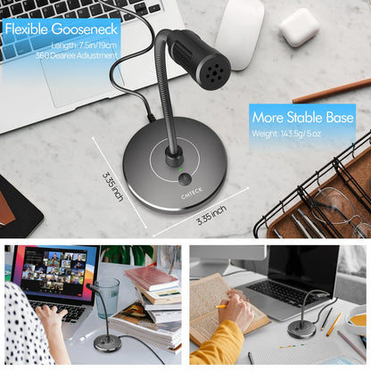 CMTECK USB Computer Microphone, Microphone for pc with RGB Light, Mute Function, Noise-Cancelling Recording Desktop Mic for Laptop for Online Chatting, Home Studio, Podcasting, Gaming, Skype, YouTube
