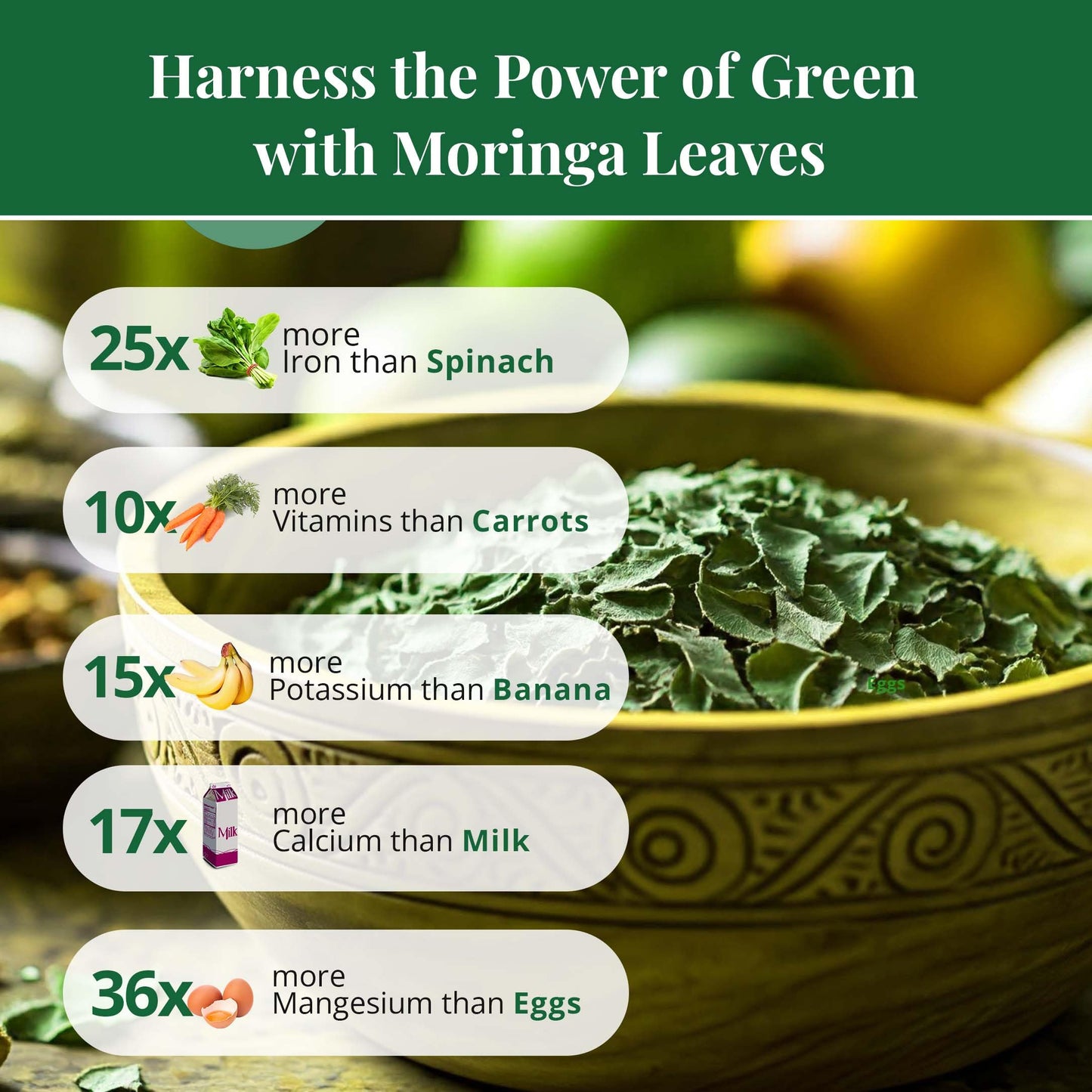 Akshit Natural Moringa Leaves, Dried From Fresh Leaves, MoringaOleifera Leaf Tea, Caffeine Free, Hojas De Moringa Secas, Non GMO. 2.6oz.