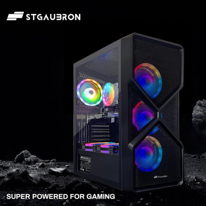 STGAubron RGB Desktop PC Computer, AMD Ryzen 5 3400G up to 4.2GHz, 16G DDR4, 512G SSD, WiFi 6 & BT 5.2, RGB Fan x6, RGB Keyboard & Mouse, Windows 11 Home