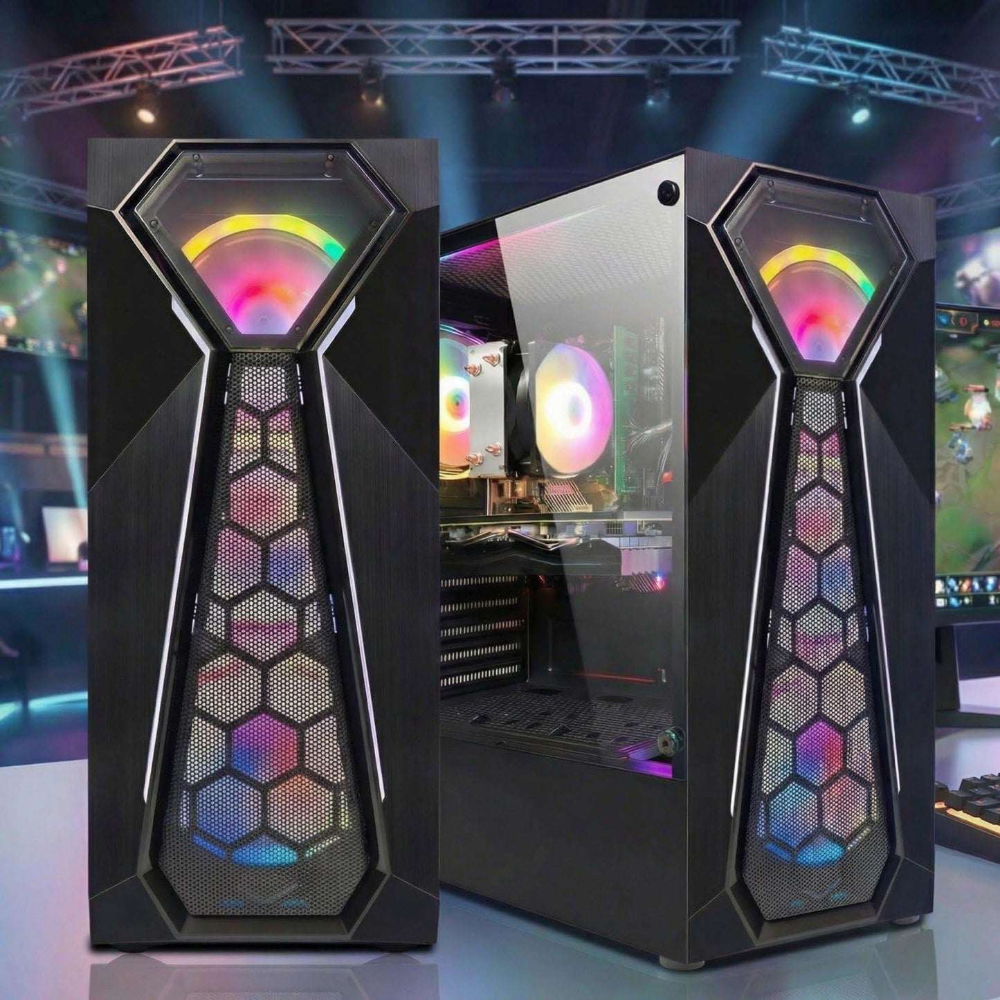 STGAubron Gaming PC Computer Desktop, Intel Core i7 8th Gen up to 4.1G, GeForce RTX 3050 6G, 16G DDR4, 512G SSD, WiFi 6, BT 5.2, RGB Fan x4, Windows 11 Home